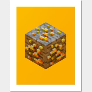 Block Golden Ore 3D Posters and Art